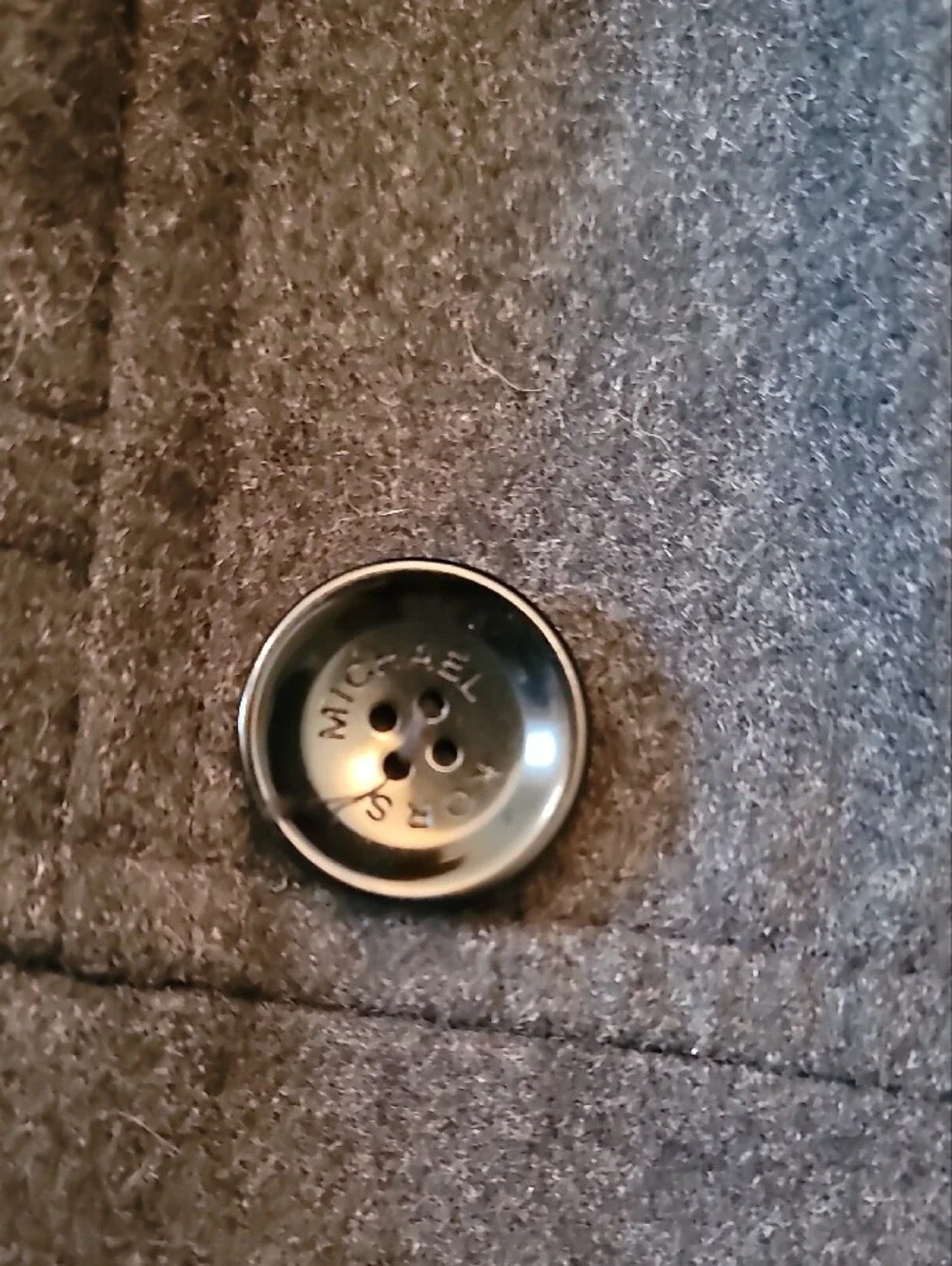 Michael Kors Dark Gray Double-Breasted Wool Peacoat